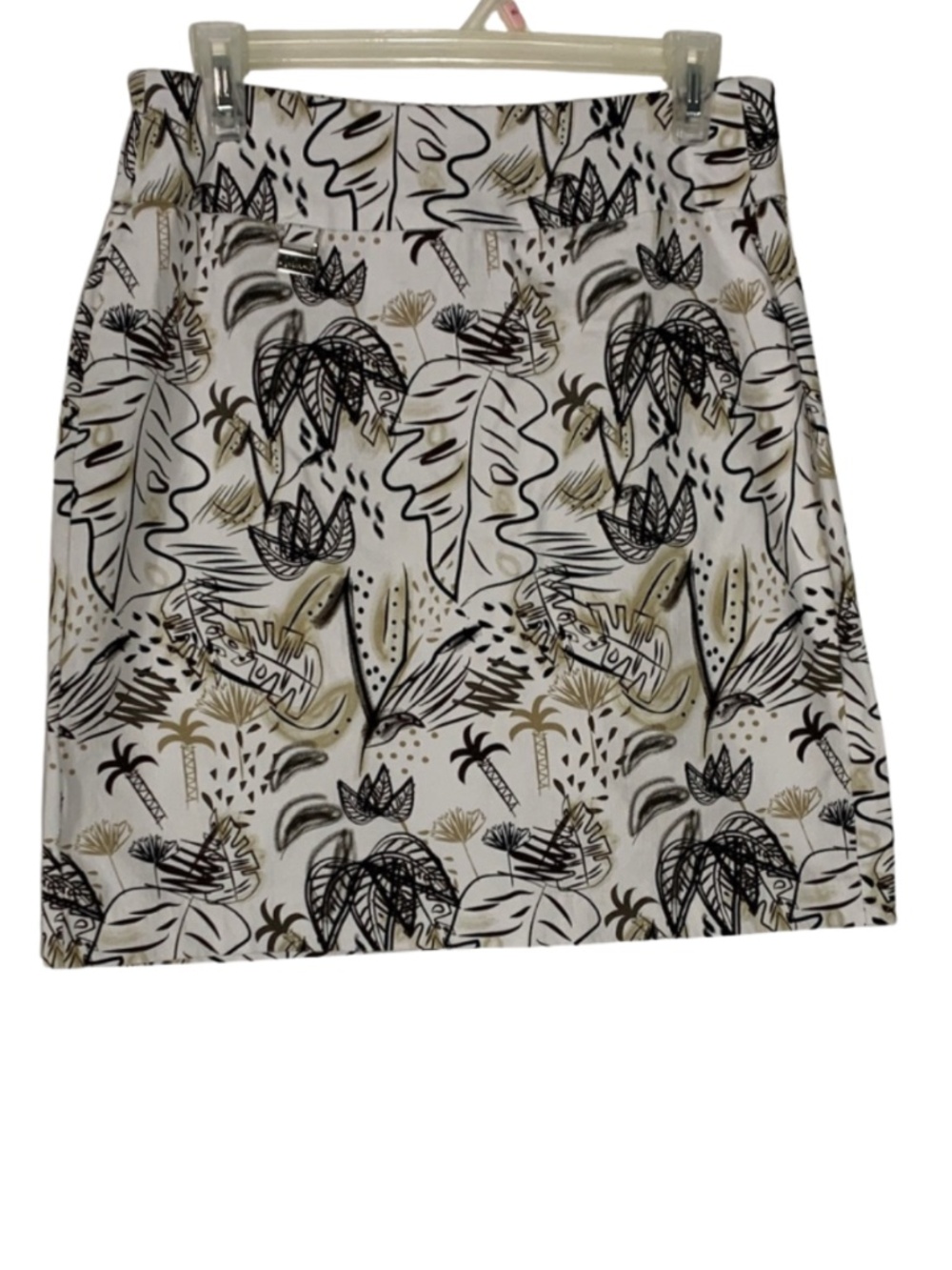 Lulu B Neutral Black Cream Tropical Pencil Skirt Women’s 10 Boho Business Casual
